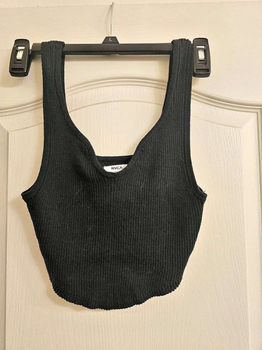RVCA Black Ribbed Crop Tank Size Small